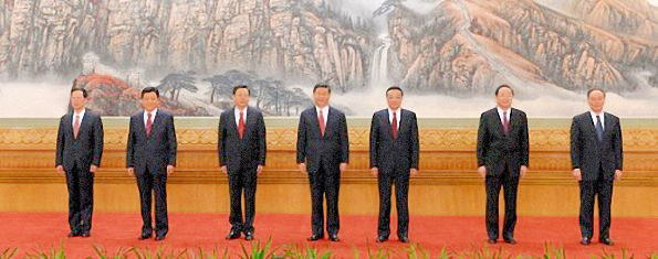 L'alignement des sept membres du nouveau Comité permanent du Politburo