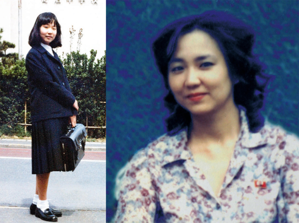 Enlevée à 13 ans (à gauche), Megumi a disparu depuis 1977. Les autorités nord-coréennes ont envoyé à ses parents la photo (à droite) d’une belle trentenaire qui selon les experts pourrait être la kidnappée. Le régime de Pyongyang prétend que Megumi est morte en 1994, ce que ses parents (qui ont cofondé l’association des familles de kidnappés) refusent de croire.